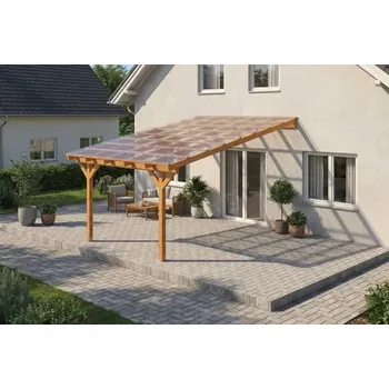 Pergola Dřevěná pergola ke zdi domu 300x500