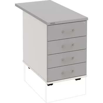 Zásuvkový kontejner Kancelářský kontejner K 34 C N 80 - ŠEDÁ , BÍLÁ