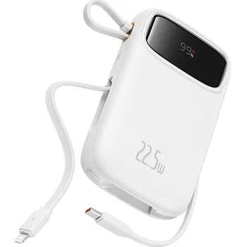 Datový kabel Baseus - Power Bank Qpow Pro+ (P10055002223-00) - Lightning, 2x Type-C, USB, 22,5W, 20000mAh, kabel Type-C, 30cm - bílá