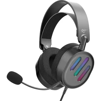 Sluchátka Havit - Herní sluchátka (H2038U) - s mikrofonem, 50mm reproduktor, USB, 2m - černá