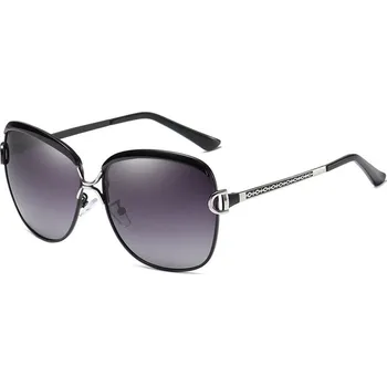 Sluneční brýle Techsuit - Sluneční brýle polarizační (8702) - pro ženy s UV ochranou, kovový rám - černé