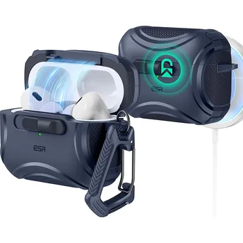 Pouzdro na mobilní telefon ESR - Kybernetické pouzdro s magnetickým zámkem HaloLock - Apple AirPods Pro 1 / 2 - Modré