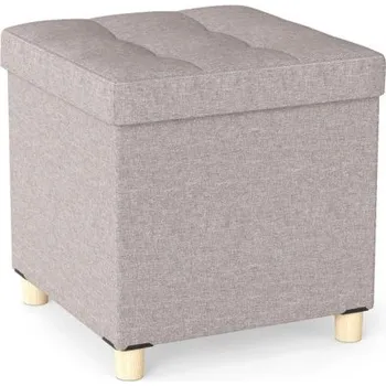 Taburet Úložný taburet JZ10343BE z lněné látky, béžový - A COSTWAY