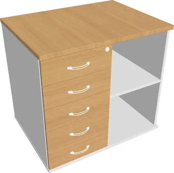 Policová skříň Skříň s kontejnerem SPKZ 80 60 L P (levá-kresba podél) - BUK , BÍLÁ