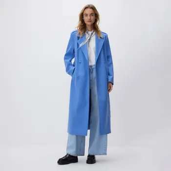 Dámský kabát Reserved - Kabát ze směsi vlny - bleděmodrá - 469IA-05X - 469IA-05X-M