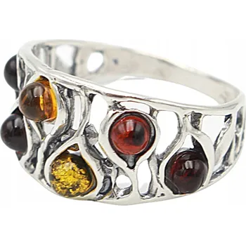 Prsten PRSTÝNEK STŘÍBRNÝ s jantarem JANTAR STŘÍBRO 925 vel. 22