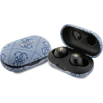 Sluchátka Guess - Bezdrátová sluchátka 4G Metal (GUTWSP4EGB) - s dokovací stanicí, Bluetooth 5.3, TWS, ENC, IPX5, 300mAh - modrá