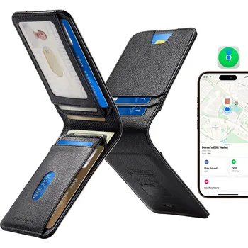 Pouzdro na mobilní telefon ESR - Klasické pouzdro na karty Geo - peněženka z veganské kůže, na 11 karet a hotovost, funkce Find My, blokování RFID - Twilight Black