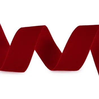 Stuha Sametová stuha na cívce ve vánočních barvách šíře 25 mm, návin 2,7 m - červená