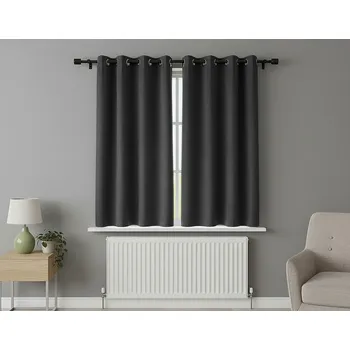 Zatemňovací krátký závěs s kroužky "BLACKOUT" NEW VITORIA 135x160 cm grafitová (cena za 1 kus) Mybesthome