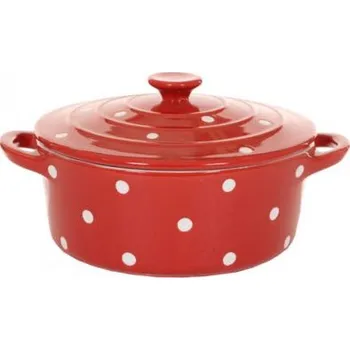 Forma na pečení Keramický zapékací hrnec s poklicí 30 cm – červený s puntíky od Isabelle Rose. Stylový a praktický pomocník pro každodenní pečení a vaření, ideální na slavnostní stůl i rodinný oběd.