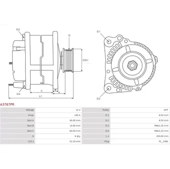 Alternátor AS-PL Alternátor APL A3767PR