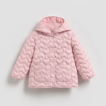 Dívčí oblečení Reserved - Prošívaná bunda s kapucí - růžová - 396HR-30X - 396HR-30X-80