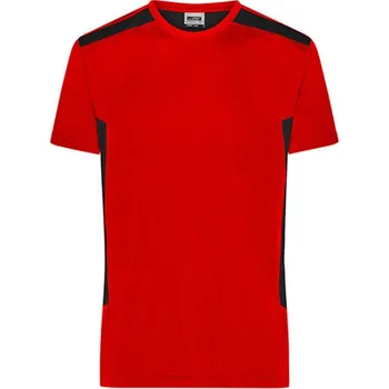 Pánské tričko James&amp;Nicholson Pánské pracovní tričko JN1824 Red-Black 4XL