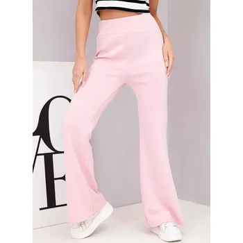 Dámské kalhoty Dámské kalhoty máslíčko s rozšiřující nohavicí světle růžové UNI