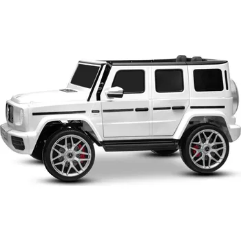 Dětské elektrovozidlo Beneo Mercedes-Benz G63 AMG 4x4 Dvoumístný elektromobil 24V, bílý, MP3 přehrávač s připojením USB/AUX a Bluetooth, pohon 4x4, lithiová baterie , EVA kola s odpružením, koženková sedadla, dálkové ovládání, licencovaný