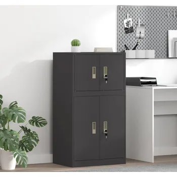 Zásuvkový kontejner vidaXL Úložná skříňka Černý 60 x 40 x 40 cm Ocel [891712]