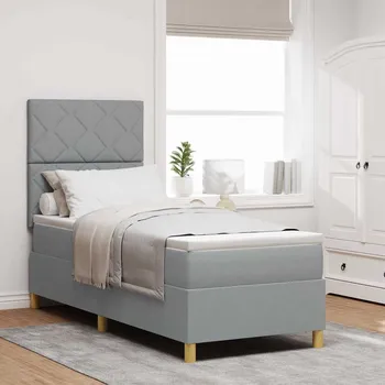 Postel vidaXL LED box pružinová postel s čelo Světle šedá 80 x 200 cm textil [3343131]