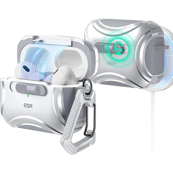 Pouzdro na mobilní telefon ESR - Kybernetické pouzdro s magnetickým zámkem HaloLock - Apple AirPods Pro 1 / 2 - šedé