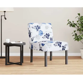 Křeslo vidaXL Nízké křeslo bez područek modré květiny textil [352461]