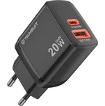 Techsuit - Nástěnná nabíječka Duonix20W (CH2) - Type-C, USB, duální cestovní nabíječka 20W - černá