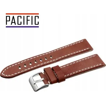 Řemínek na hodinky Řemínek k hodinkám PACIFIC W48 - 2.22-TMAVĚ HNĚDÁ / BÍLÁ NIT - 20MM kožený