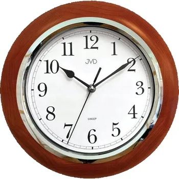 Hodiny DŘEVĚNÉ KULATÝ HNĚDÉ TICHÉ NÁSTĚNNÉ HODINY RETRO JVD NS7111.41 29 cm