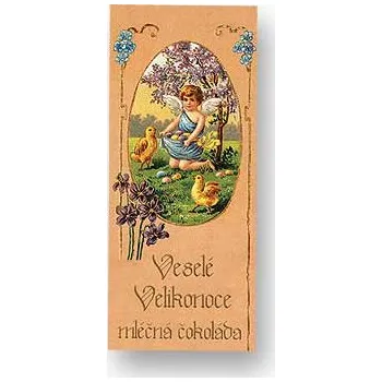 Čokoláda Velikonoční mléčná čokoláda 10 g - anděl s kuřátky