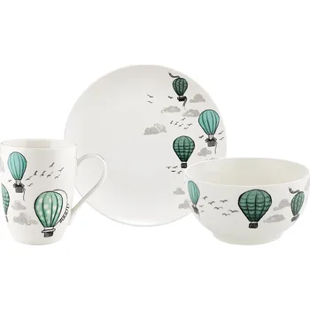 Talíř Florina 3dílná porcelánová sada Balon, zelená