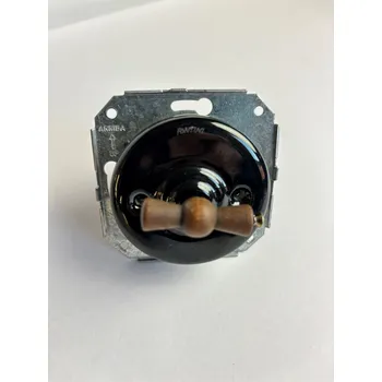 vypínač FONTINI by Font Barcelona Porcelánový vypínač Garby Colonial černý/klička old wood - výprodej Řazení: Vypínač č. 6 - schodišťový