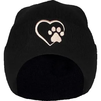 Čepice Bontis Čepice s výšivkou Tlapka v srdíčku - Černá / béžová | uni