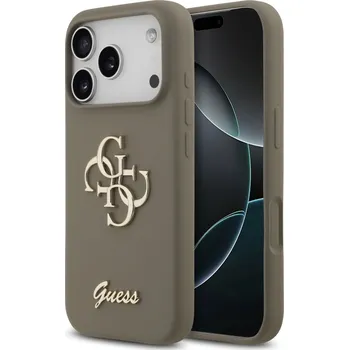 Pouzdro na mobilní telefon Guess - Silikonový nápis Big 4G (GUHCP17LSC4GSMW) - iPhone 17 Pro - hnědý
