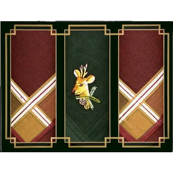 Látkový kapesník Pánské kapesníky 3 ks - mix SRNEC - Dárkové balení