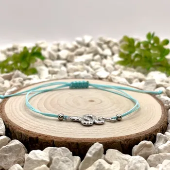 Náramek Certom Provázkový náramek se stříbrným přívěskem had 0410