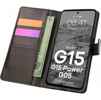 Pouzdro na mobilní telefon Flipové pouzdro Bizon pro Motorola, Moto G15 Power, černé