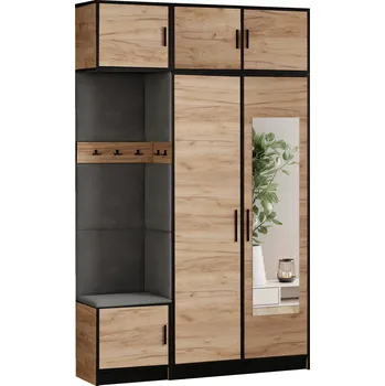 Šatní skříň Šatní skříň Kier DIOR 158 x 247 x 39 cm dub craft zlatý, šedá