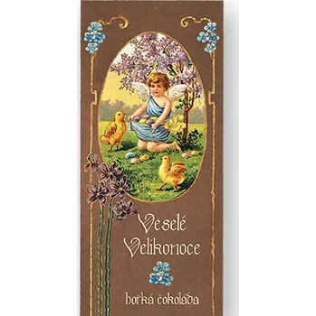 Cukrovinka Velikonoční hořká čokoláda 100 g - anděl s kuřátky