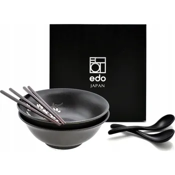 Sada 2 misek s lžícemi a hůlkami - Ramen Anemone Black 1100 ml BOX