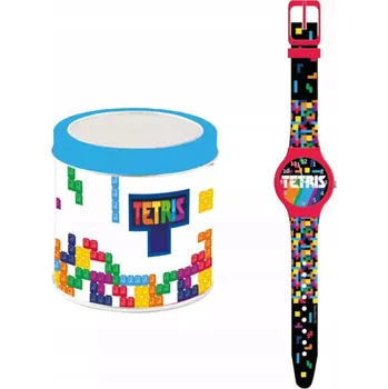 Hodinky Analogové hodinky Tetris, v plechové krabičce 504044