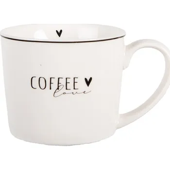 Bílý hrnek se srdíčkem a nápisem Coffee Lovely Day - 12*8*7 cm / 275 ml