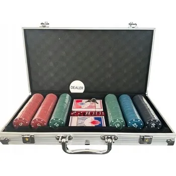 Pokerové sada VELKÁ POKEROVÁ SADA 300 ŽETONŮ V KUFRÍKU - ŽETONY PRO HRANÍ POKERU