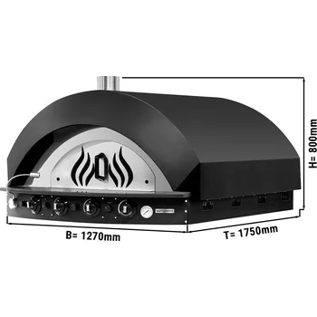 Pec na pizzu G.Gastro Commercial Gas Pizza Oven – Single Deck - 11x Ø25 cm - Manual Controls - Black - 400 °C Max