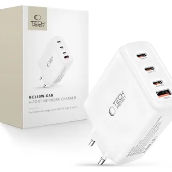 Tech-Protect | Tech-Protect NC140W GaN síťová nabíječka USB / 3x USB-C 140W PD QC, bíla