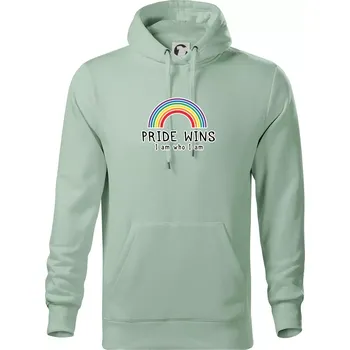 Pánská mikina Pride wins i am who i am - Mikina pánská Cape s kapucí - 5XL ( Sage )