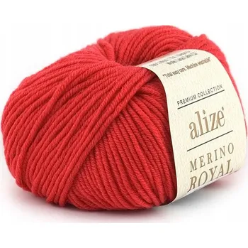Příze Pletací příze Alize Merino Royal (50g) barva 56 červená