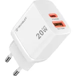 Techsuit - Nástěnná nabíječka Duonix20W (CH2) - Type-C, USB, duální cestovní nabíječka 20W - bílá