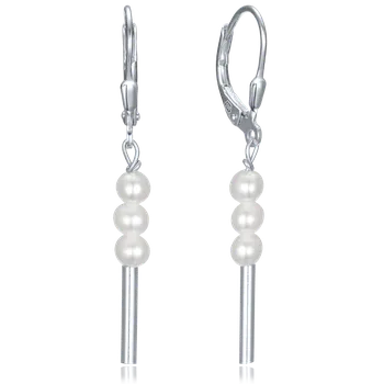 Šperk Minet Stříbrné náušnice visací s přírodními perlami