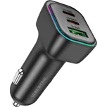 Borofone - Nabíječka do auta Trophie (BZ28C) - 1x USB, 2x Type-C, vysoký výkon, PD, PPS, QC3.0, FCP, AFC, 60W, RGB, 12-24V - černá