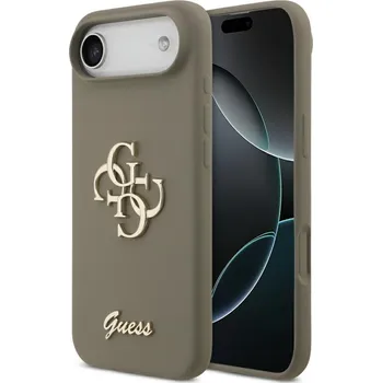Pouzdro na mobilní telefon Guess - Silikonový nápis Big 4G (GUHCP17MSC4GSMW) - iPhone 17 Air - hnědý