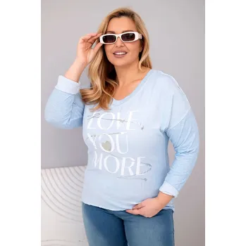 Dámská halenka Dámská blůza Plus Size s potiskem Love You More modrá UNI